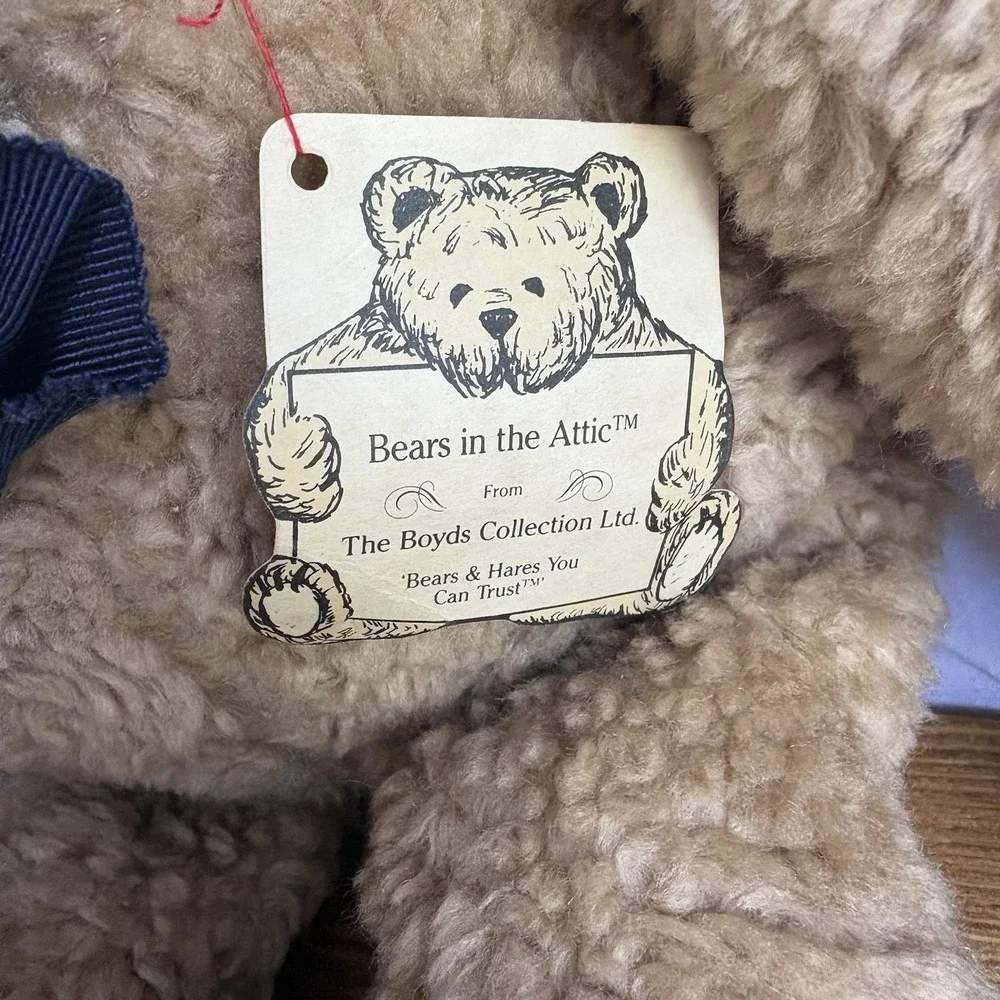 Boyds Bears Plush Teddy Bear Brown Bow Tie Bears in the Attic 1991-93 Hang Tag